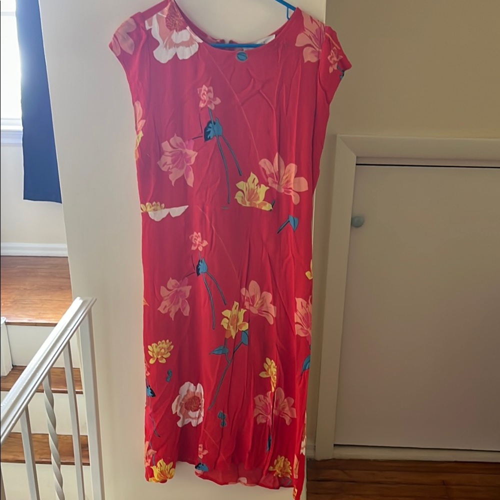 LOFT Orange Floral Midi Sundress